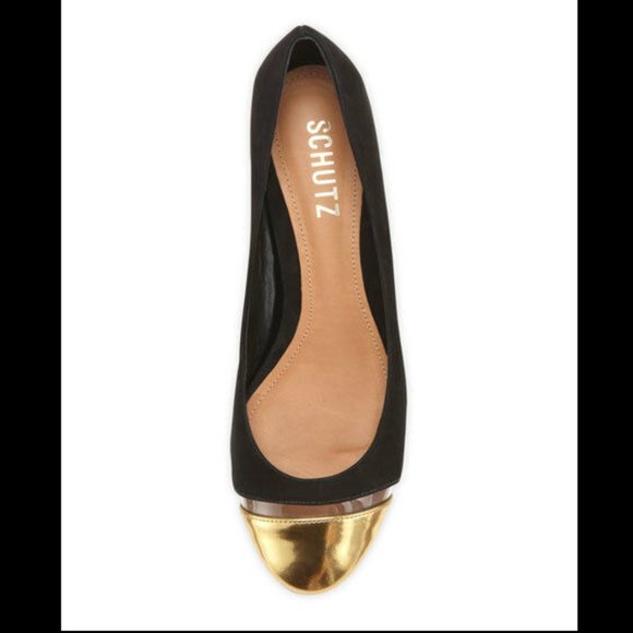 SCHUTZ Gold Cap Toe Suede Leather Heel Ballet Flat - Picture 7 of 7